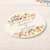 水の色エレガント紅葉カスタムウェディング ラウンドペーパーコースター (アングル)