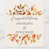 水の色エレガント紅葉カスタムウェディング ワインラベル (シングルラベル)