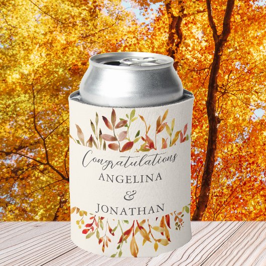 水の色エレガント紅葉カスタムウェディング 缶クーラー