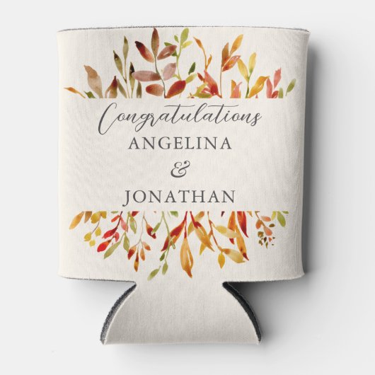 水の色エレガント紅葉カスタムウェディング 缶クーラー (正面)