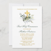 水の色エレガント緑のコミューニオンセージグリーン 招待状 (正面)