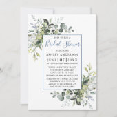 水の色エレガント緑のシャワーほこりっぽい青 招待状 (正面)