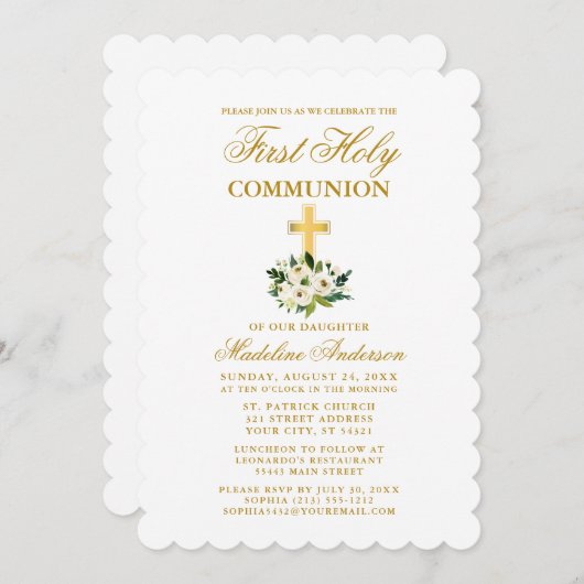 水の色エレガント緑のフローラ最初のコミュニティ 招待状 (正面/裏面)