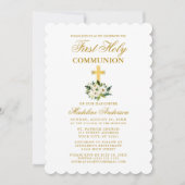 水の色エレガント緑のフローラ最初のコミュニティ 招待状 (正面)