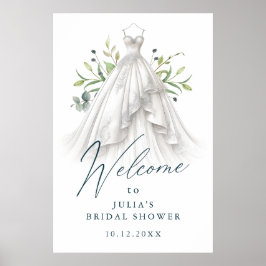 水の色エレガント緑のブライダルシャワーへようこそ ポスター