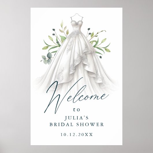 水の色エレガント緑のブライダルシャワーへようこそ ポスター (正面)