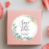 水の色エレガント緑の結婚式の日付を保存 ラウンドシール