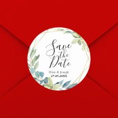 水の色エレガント緑の結婚式の日付を保存 ラウンドシール
