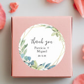 水の色エレガント緑結婚の感謝 ラウンドシール