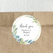 水の色エレガント緑結婚の感謝 ラウンドシール