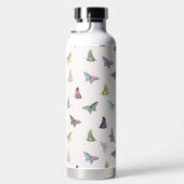 水の色エレガント蝶の美しいデザイン ウォーターボトル (右面)