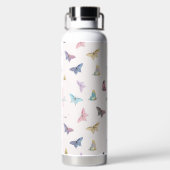 水の色エレガント蝶の美しいデザイン ウォーターボトル (背面)
