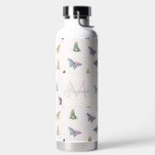 水の色エレガント蝶の美しいデザイン ウォーターボトル (左面)