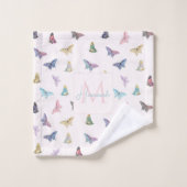 水の色エレガント蝶の美しいデザイン バスタオルセット (ウォッシュタオル)