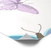 水の色エレガント蝶の美しいデザイン ポスター (角)