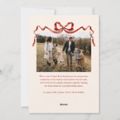 水の色エレガント赤い弓クリスマスフォーフォト シーズンカード (裏面)