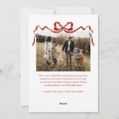 水の色エレガント赤い弓クリスマス2枚の写真 シーズンカード (裏面)