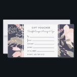 水の色エレガント赤面ピンクのギフト券<br><div class="desc">このスタイリッシュギフト券カードは、淡色表示の紺色の背景に赤面ピンクとグレーの水色フローラデザインを備えている。カスタマイズ文字は何でも使え！素晴らしスモールビジネス背景色および文字色は好カスタマイズみであもしることができる。</div>