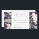 水の色エレガント赤面ピンクのギフト券<br><div class="desc">このスタイリッシュギフト券カードは、淡色表示の紺色の背景に赤面ピンクとグレーの水色フローラデザインを備えている。カスタマイズ文字は何でも使え！素晴らしスモールビジネス背景色および文字色は好カスタマイズみであもしることができる。</div>