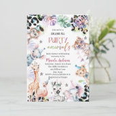 水の色エレガント野生のサファリ動物ベビーシャワー 招待状 (スタンド正面)