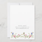 水の色エレガント野生の花赤ちゃんシャワー 招待状 (裏面)