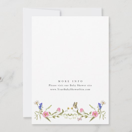 水の色エレガント野生の花赤ちゃんシャワー 招待状 (裏面)