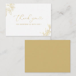 水の色エレガント金ゴールドフローラ赤ちゃんシャワー ノートカード