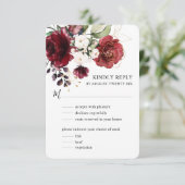 水の色エレガント金ゴールドブルゴーニュフローラと食事 出欠カード (スタンド正面)