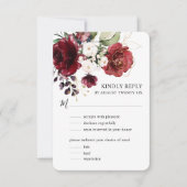 水の色エレガント金ゴールドブルゴーニュフローラと食事 出欠カード (正面)