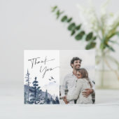 水の色エレガント霧の森ありがとう写真 ポストカード (スタンド正面)