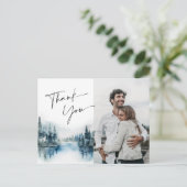 水の色エレガント霧の森ありがとう写真 ポストカード (スタンド正面)