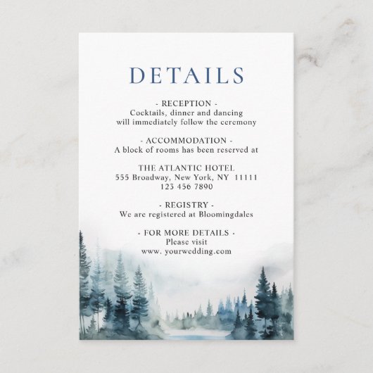 水の色エレガント霧の森の詳細 エンクロージャーカード (正面)