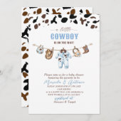 水の色エレガント青の小さなカウボーイ赤ちゃんシャワー 招待状 (正面/裏面)
