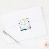 水の色エレガント青金ゴールドありがとう スクエアシール (封筒)