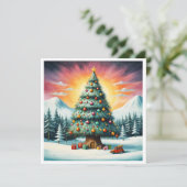 水の色エレガント非フォトメリークリスマスツリー シーズンカード (スタンド正面)