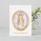 水の色エンジェルとベビーイエスカスタムクリスマス 箔シーズンカード (立ち正面)