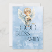 水の色エンジェル非写真宗教クリスマス シーズンカード (正面)