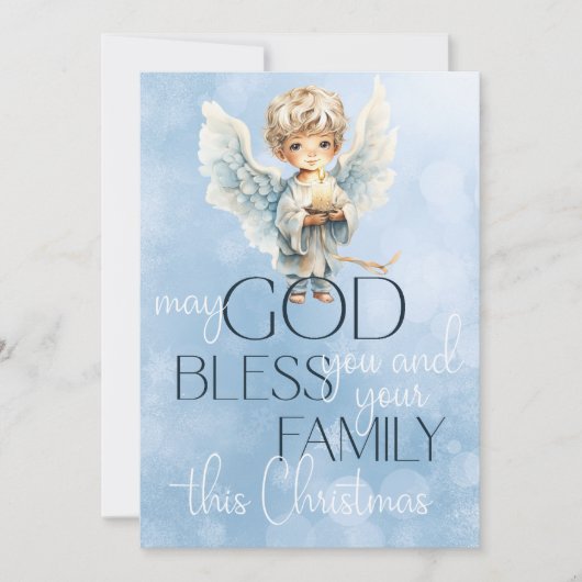 水の色エンジェル非写真宗教クリスマス シーズンカード (正面)