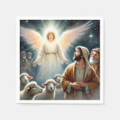 水の色エンジェル&シェパード出生デクページ スタンダードカクテルナプキン (正面)