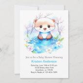 水の色オッタブルーフローラ男の子ベビーシャワー 招待状 (正面)