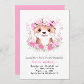 水の色オッターの魅惑された女の子の赤ちゃんシャワー 招待状 (正面/裏面)