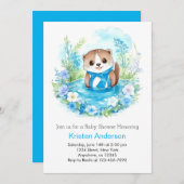 水の色オッターの魅惑オアシスボーイ赤ちゃんシャワー 招待状 (正面/裏面)