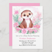 水の色オッタードリームスケープ女の子ベビーシャワー 招待状 (正面/裏面)