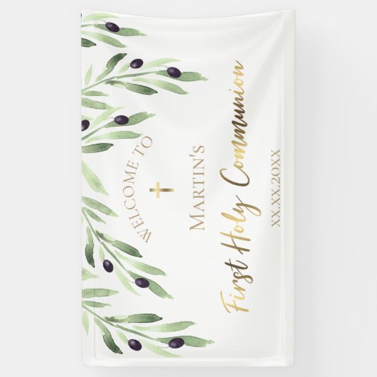 水の色オリーブの緑の最初の聖餐会 横断幕 (縦)