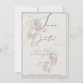 水の色オリーブ枝ウェディング日付カードを保存 (正面)