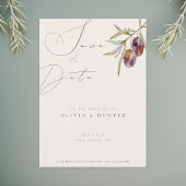 水の色オリーブ枝ウェディング日付カードを保存