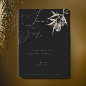 水の色オリーブ枝ウェディング日付カードを保存