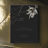 水の色オリーブ枝ウェディング日付カードを保存