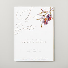 水の色オリーブ枝ウェディング日付カードを保存