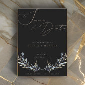 水の色オリーブ枝ウェディング日付カードを保存